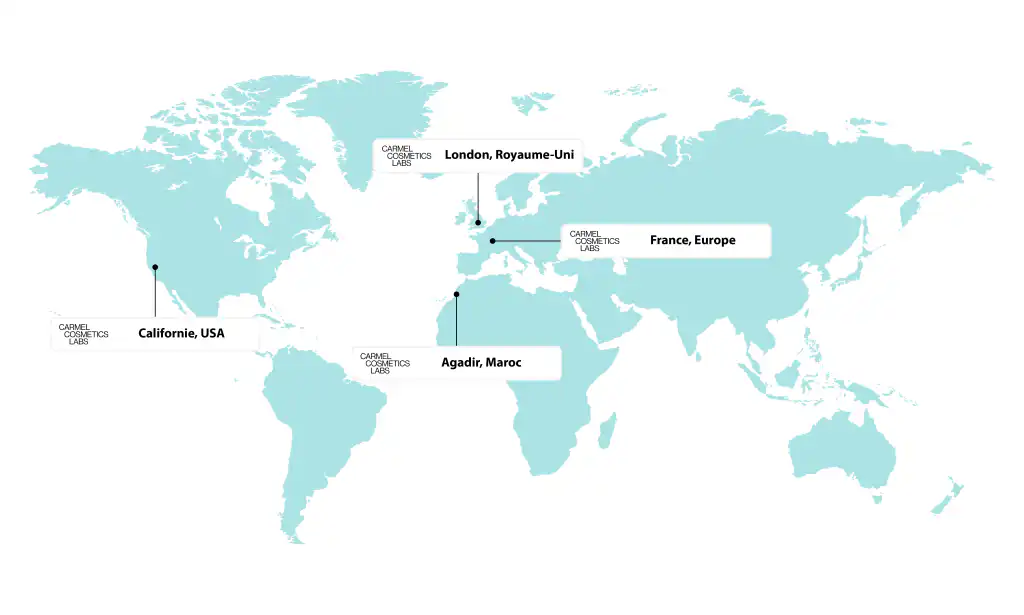 Map Carmel Cometics Labs, Laboratoire cosmétique Maroc