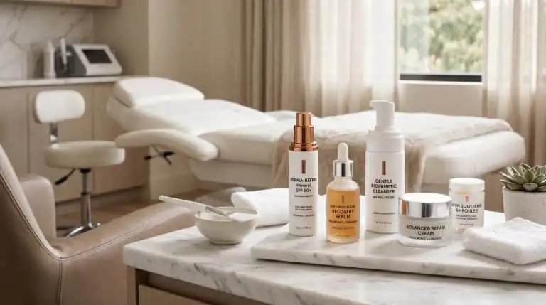 Gamme peri-procedural skincare premium en marque blanche - produits dermocosmétiques post-traitement