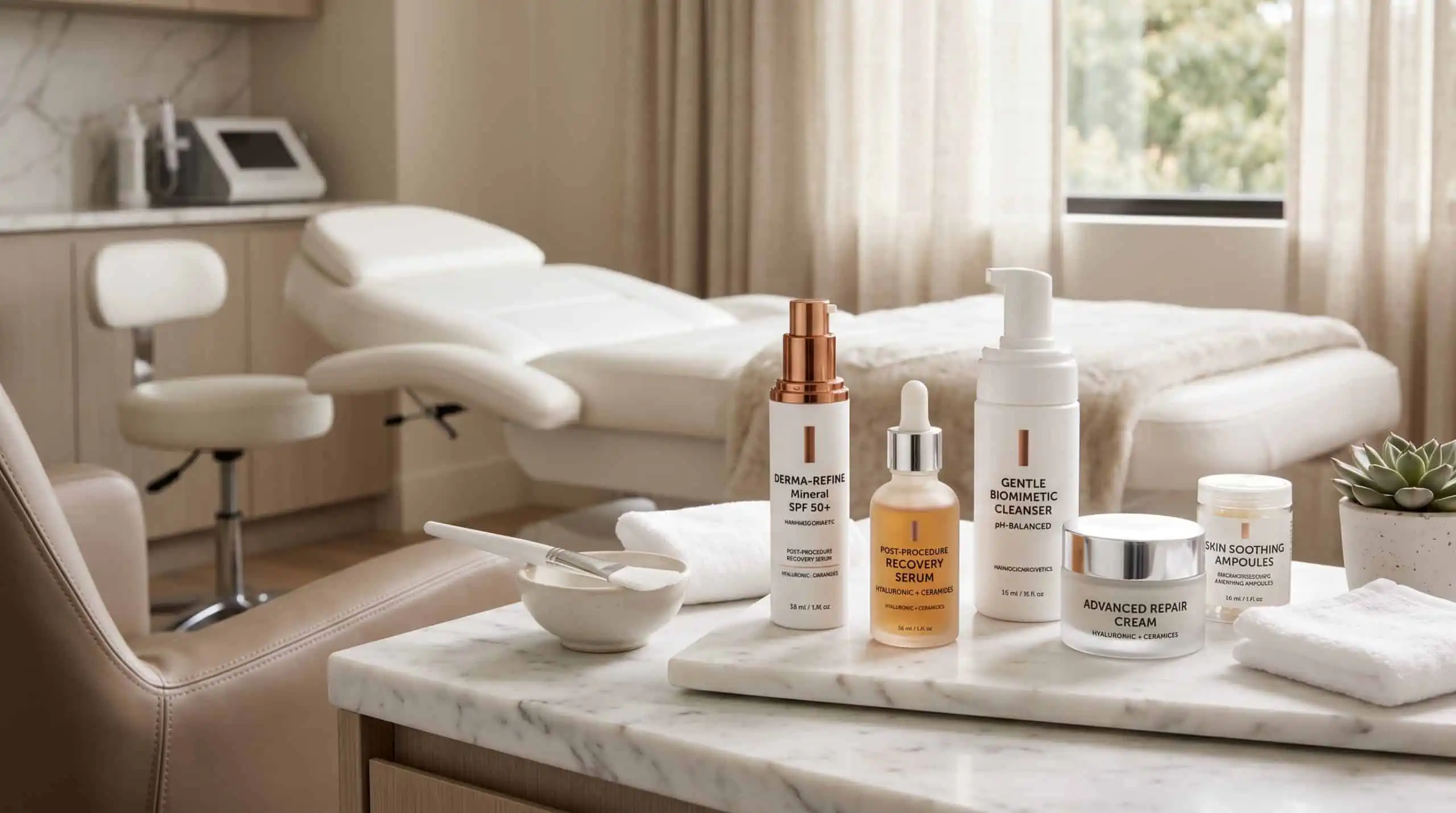 Gamme peri-procedural skincare premium en marque blanche - produits dermocosmétiques post-traitement
