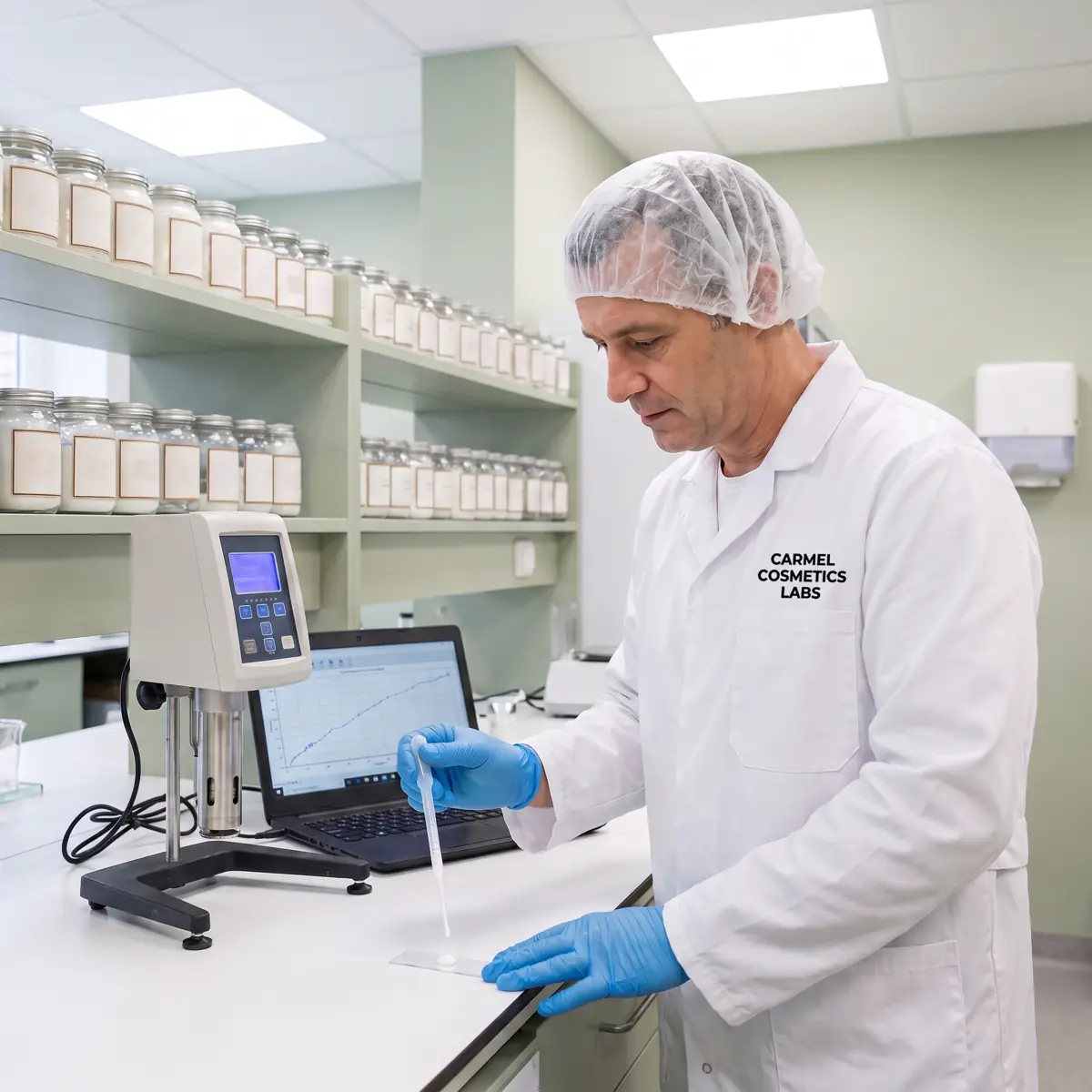 Technicienne du contrôle qualité Carmel vérifiant un échantillon au laboratoire