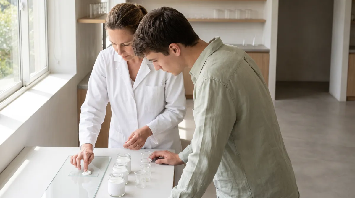 Approving samples to create a private label cosmetics brand: textures compared in the laboratory