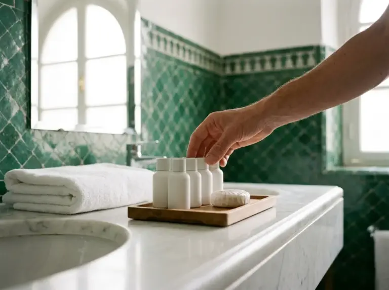 Guest amenities in a riad bathroom