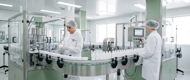 Ligne de remplissage de l'usine Carmel Cosmetics Labs à Aït Melloul