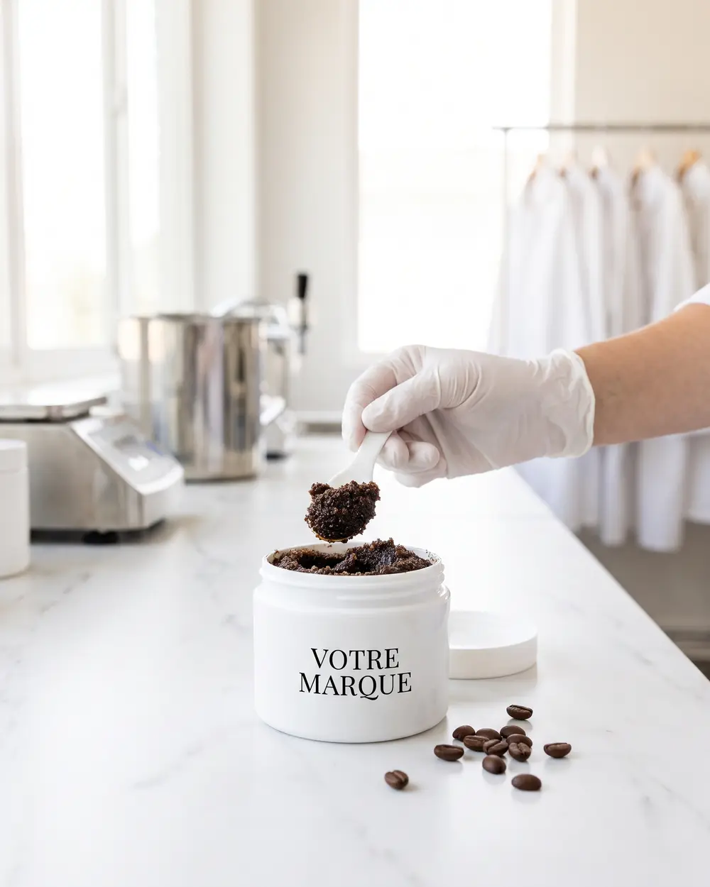 gommage corps cafe marque blanche carmel | Carmel Cosmetics Labs