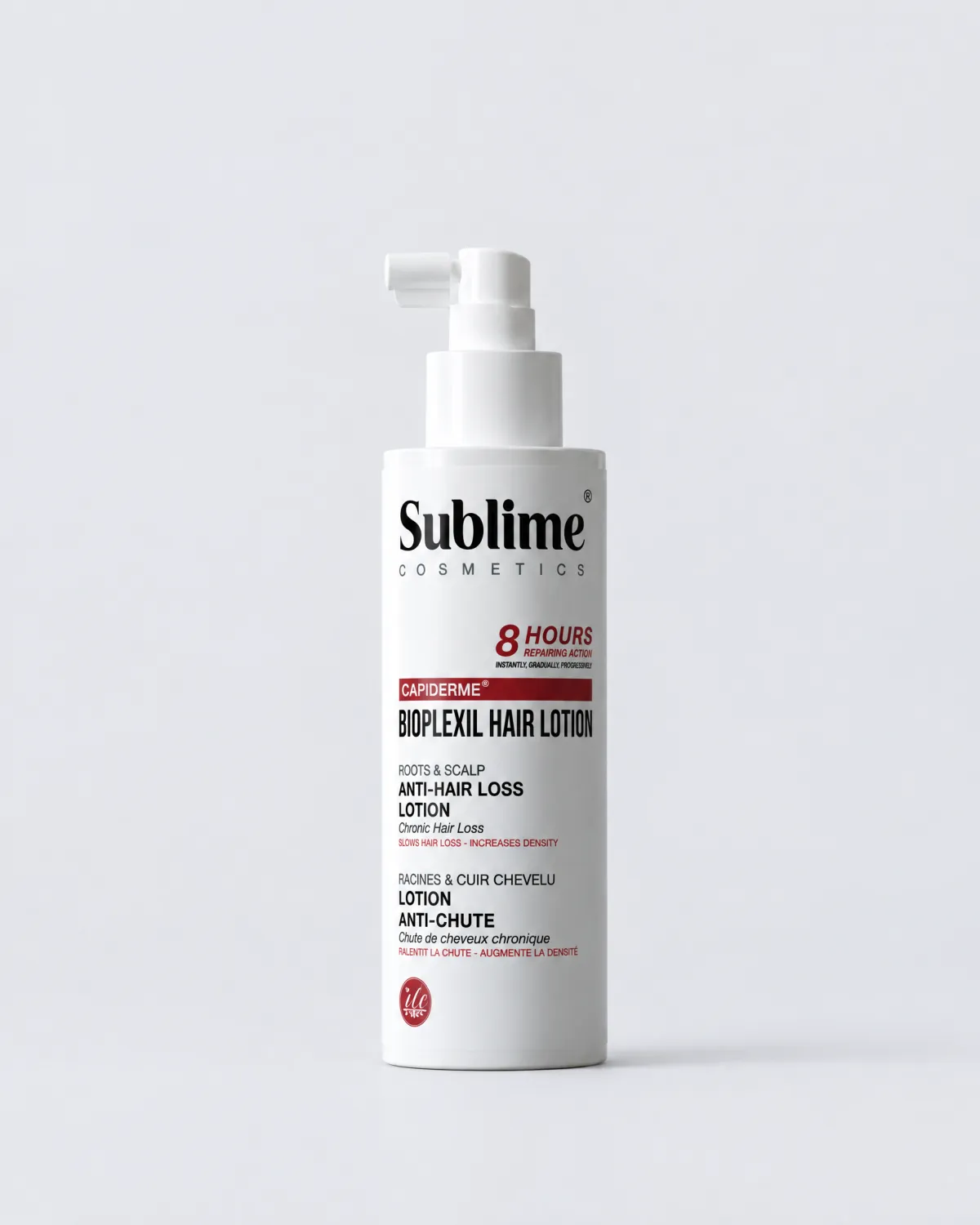 sublime capiderme bioplexil hair lotion | Carmel Cosmetics Labs Capiderme Bioplexil Hair Lotion sur un fond de studio gris clair