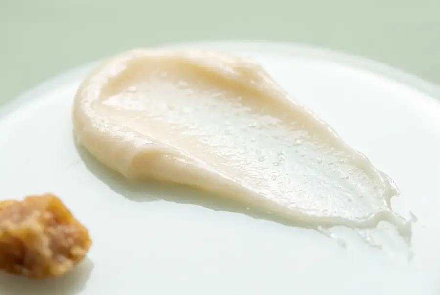 Close-up of shea massage balm texture