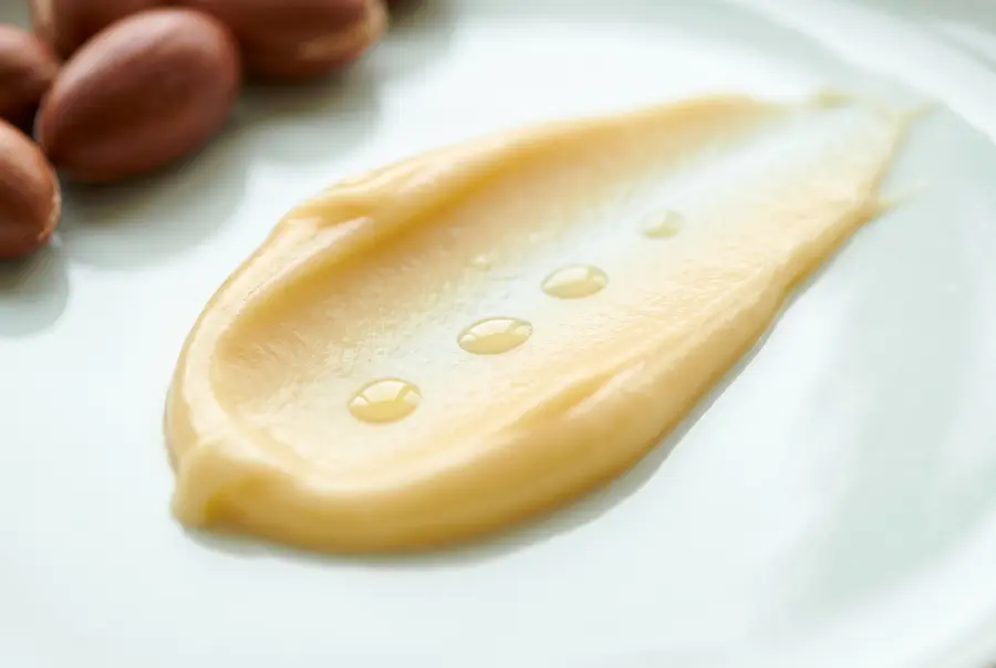 Close-up of argan oil body butter texture