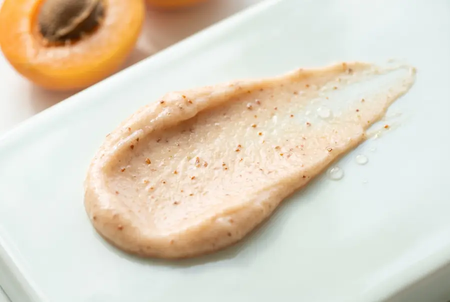 Close-up of apricot kernel scrub texture