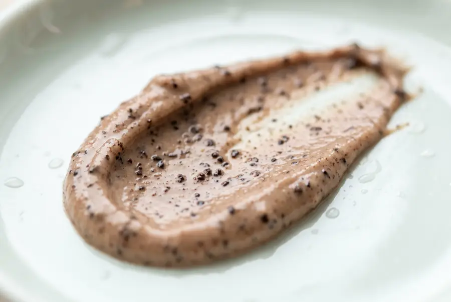 Texture gommage détoxifiant pré-shampoing en gros plan