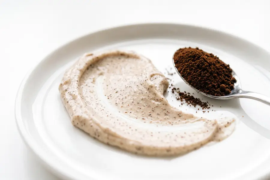 Textura del exfoliante facial de café en primer plano