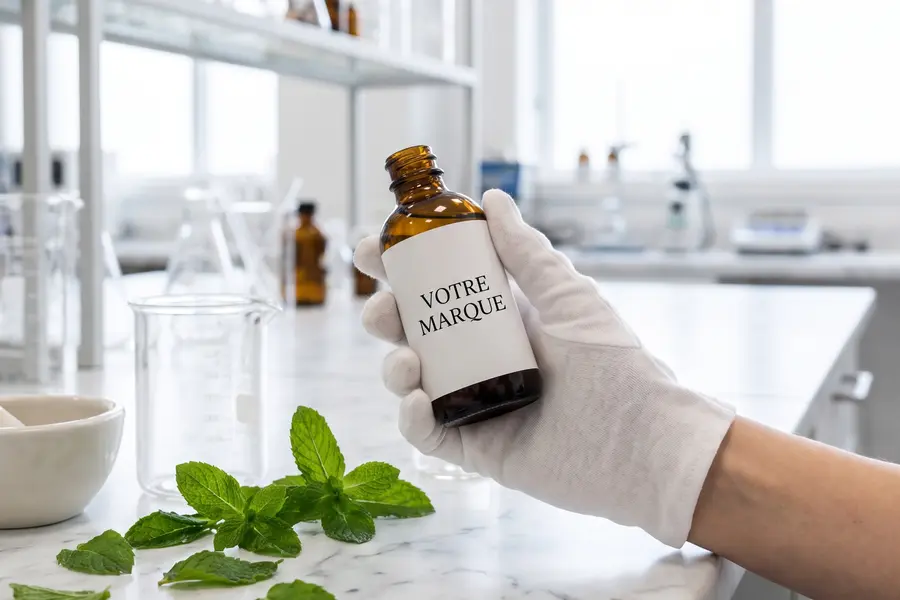 Textura del aceite esencial de menta piperita en primer plano
