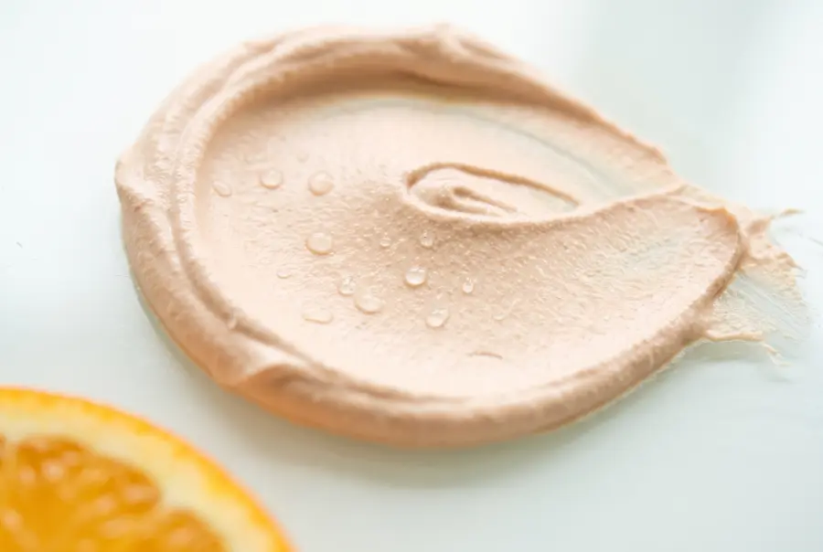 Texture masque éclat vitamine c en gros plan