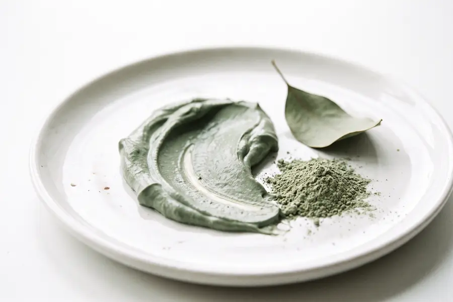 Textura de la mascarilla corporal de arcilla verde en primer plano