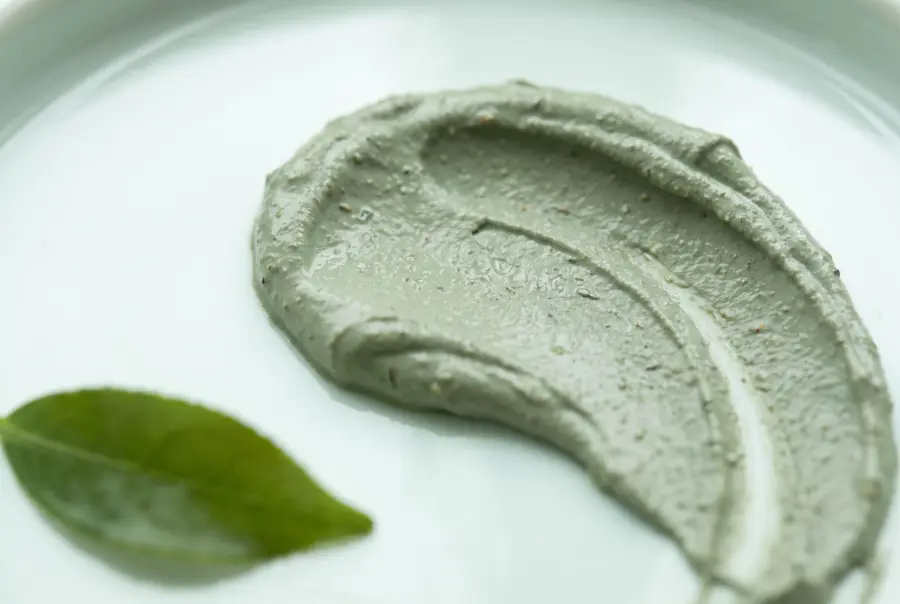 Texture masque argile verte en gros plan