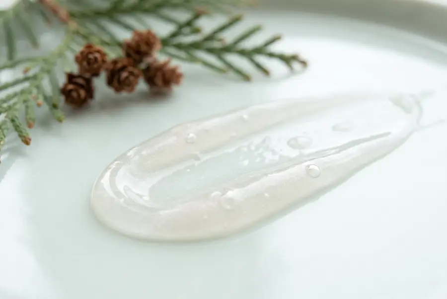Texture sérum cuir chevelu apaisant en gros plan